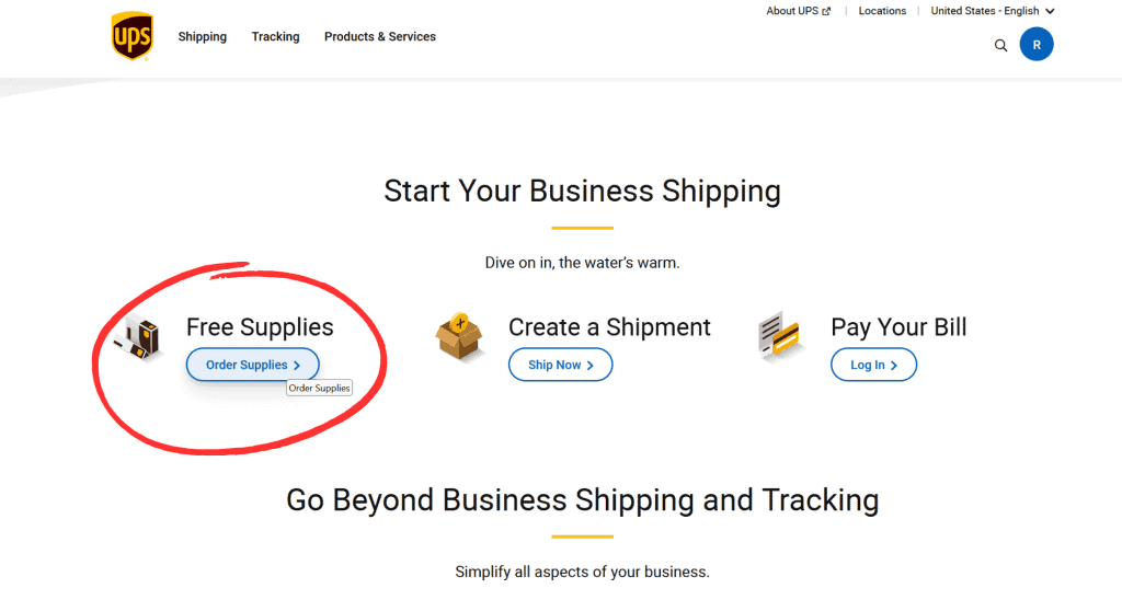 UPS Free Shipping Supplies